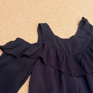 Maeve black cold shoulder top with ruffle detail